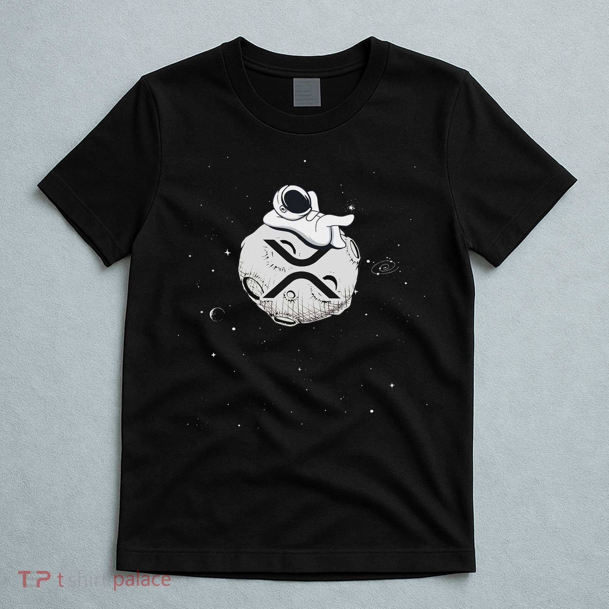 Cryptocurrency Fun Relaxing Space Man On Xrp Crypto Moon T-Shirt