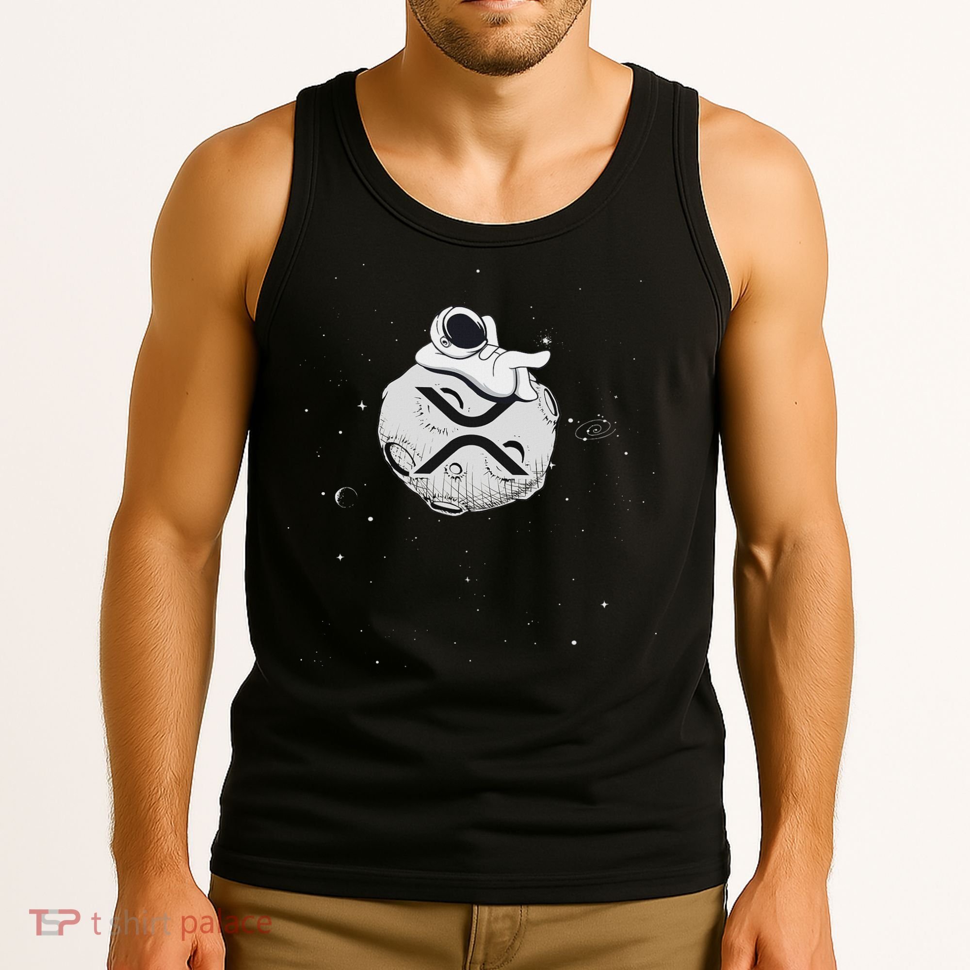 Cryptocurrency Fun Relaxing Space Man On Xrp Crypto Moon Tank Top