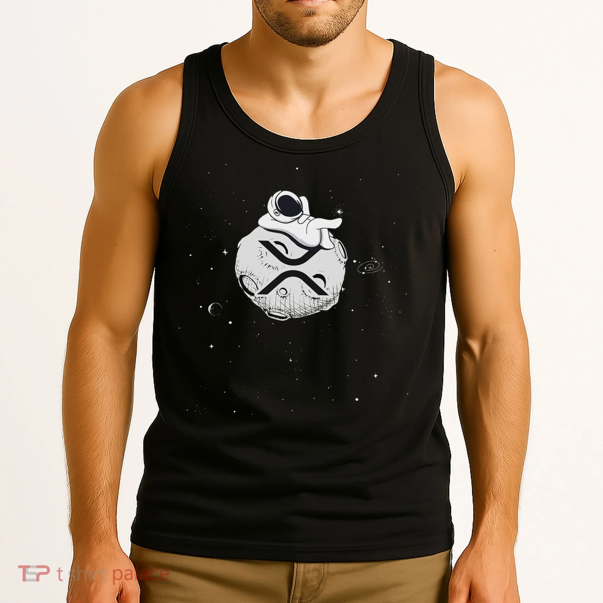 Cryptocurrency Fun Relaxing Space Man On Xrp Crypto Moon Tank Top