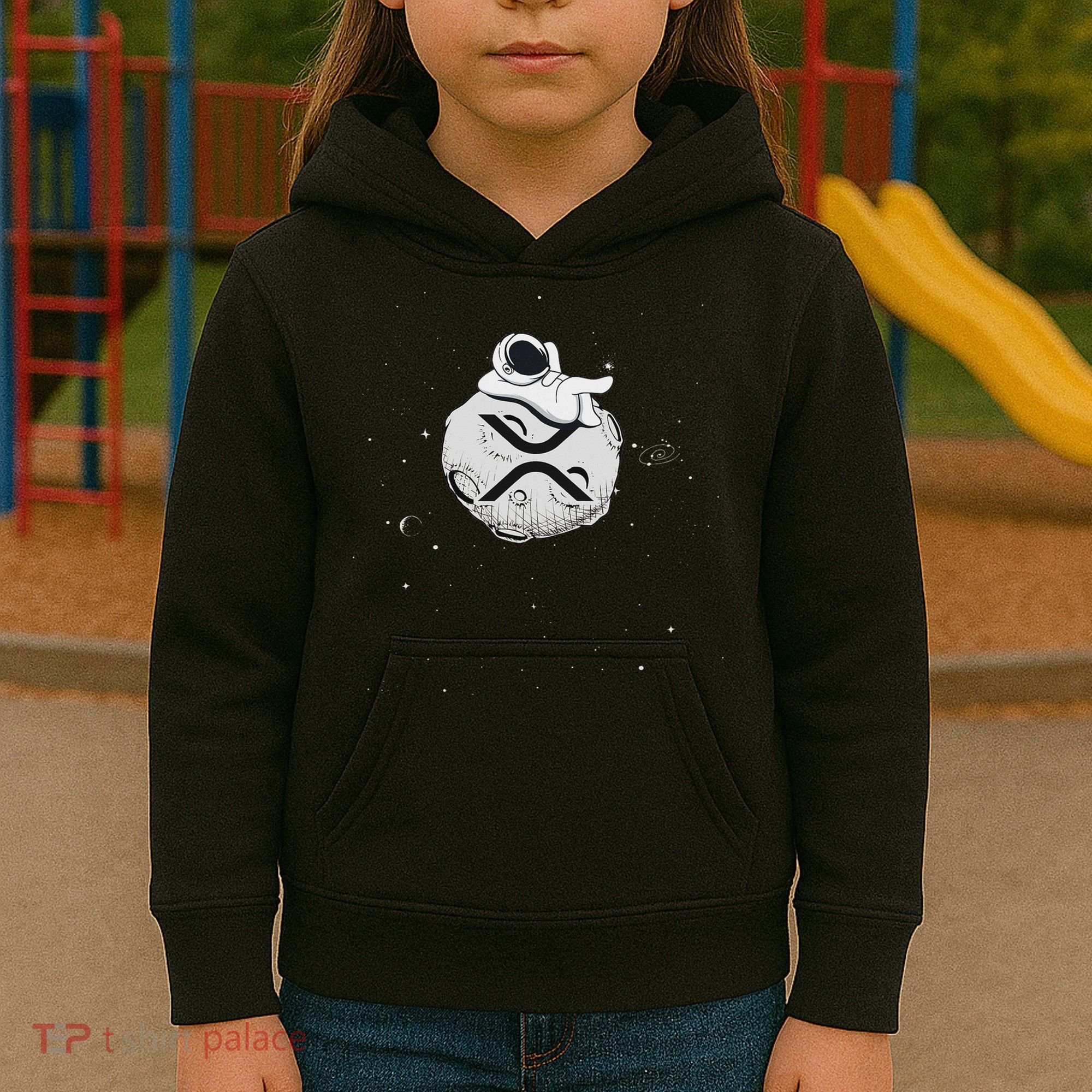 Cryptocurrency Fun Relaxing Space Man On Xrp Crypto Moon Kids Hoodie