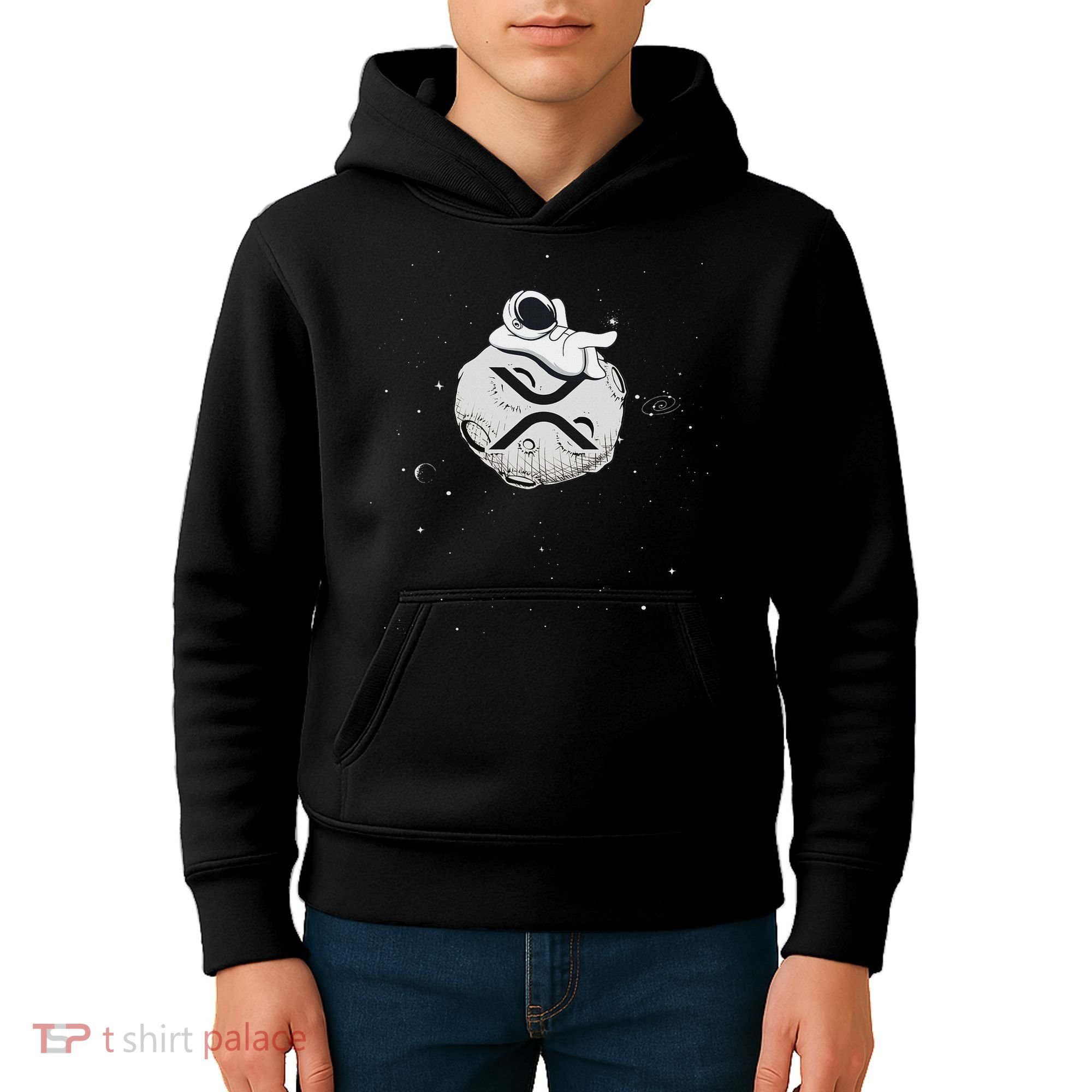 Cryptocurrency Fun Relaxing Space Man On Xrp Crypto Moon Kids Hoodie