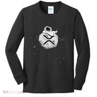 Cryptocurrency Fun Relaxing Space Man On Xrp Crypto Moon Kids Long Sleeve Shirt thumb 0
