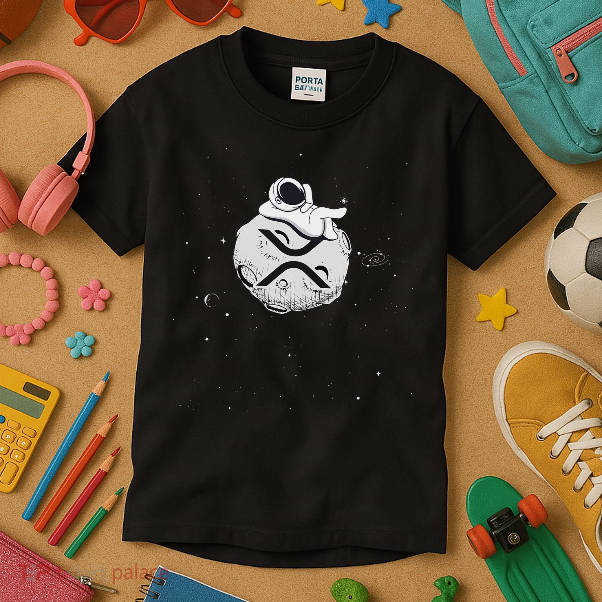 Cryptocurrency Fun Relaxing Space Man On Xrp Crypto Moon Kids T-Shirt