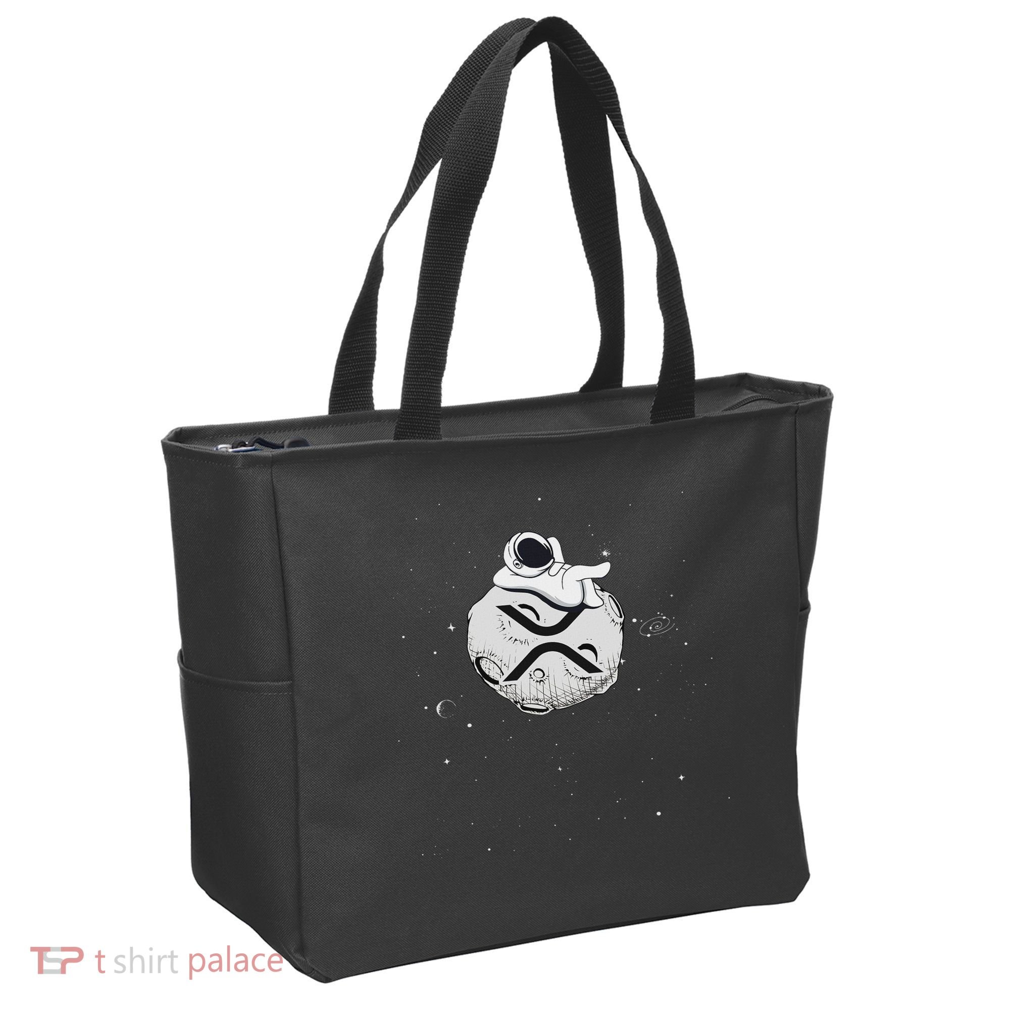 Cryptocurrency Fun Relaxing Space Man On Xrp Crypto Moon Tote Bag