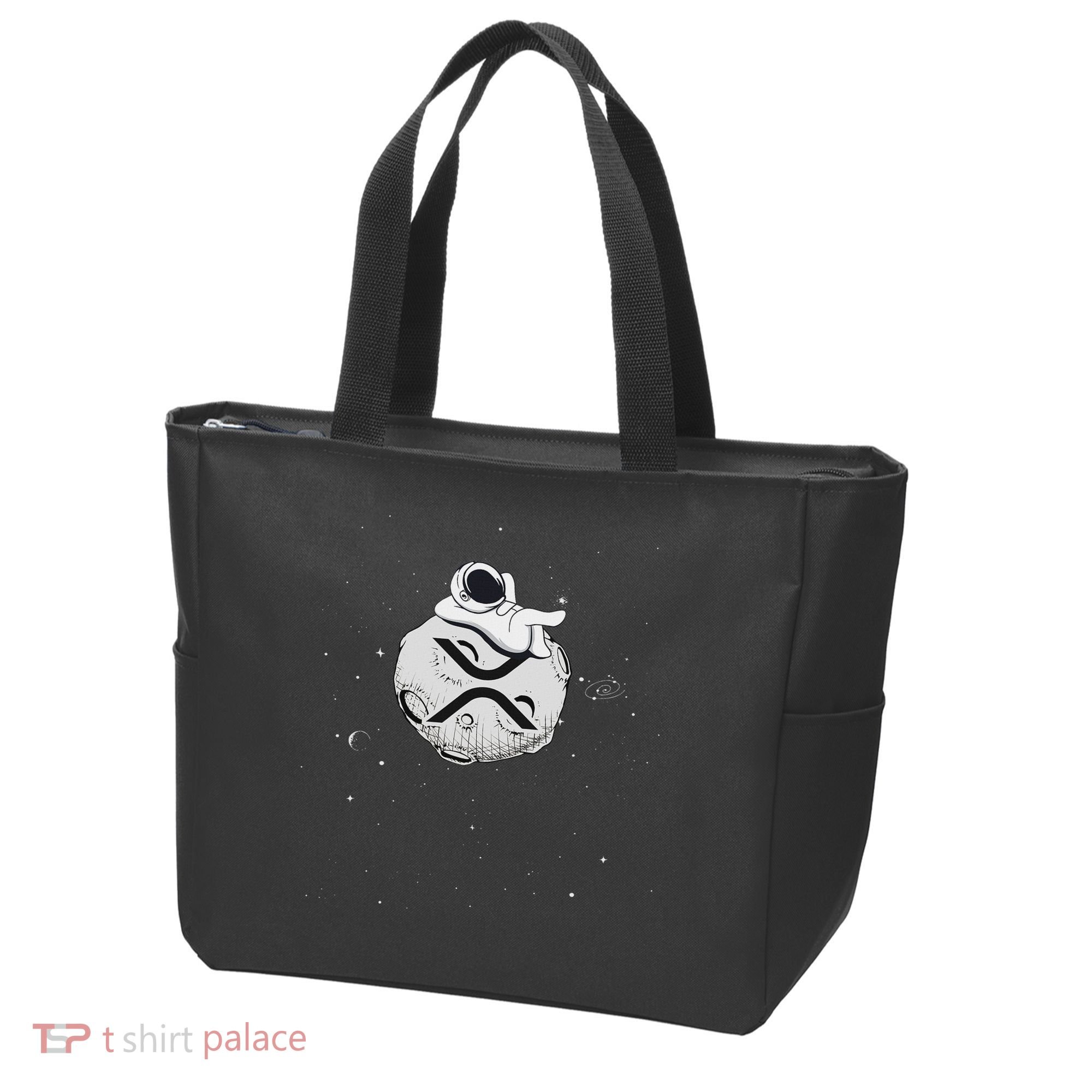 Cryptocurrency Fun Relaxing Space Man On Xrp Crypto Moon Tote Bag