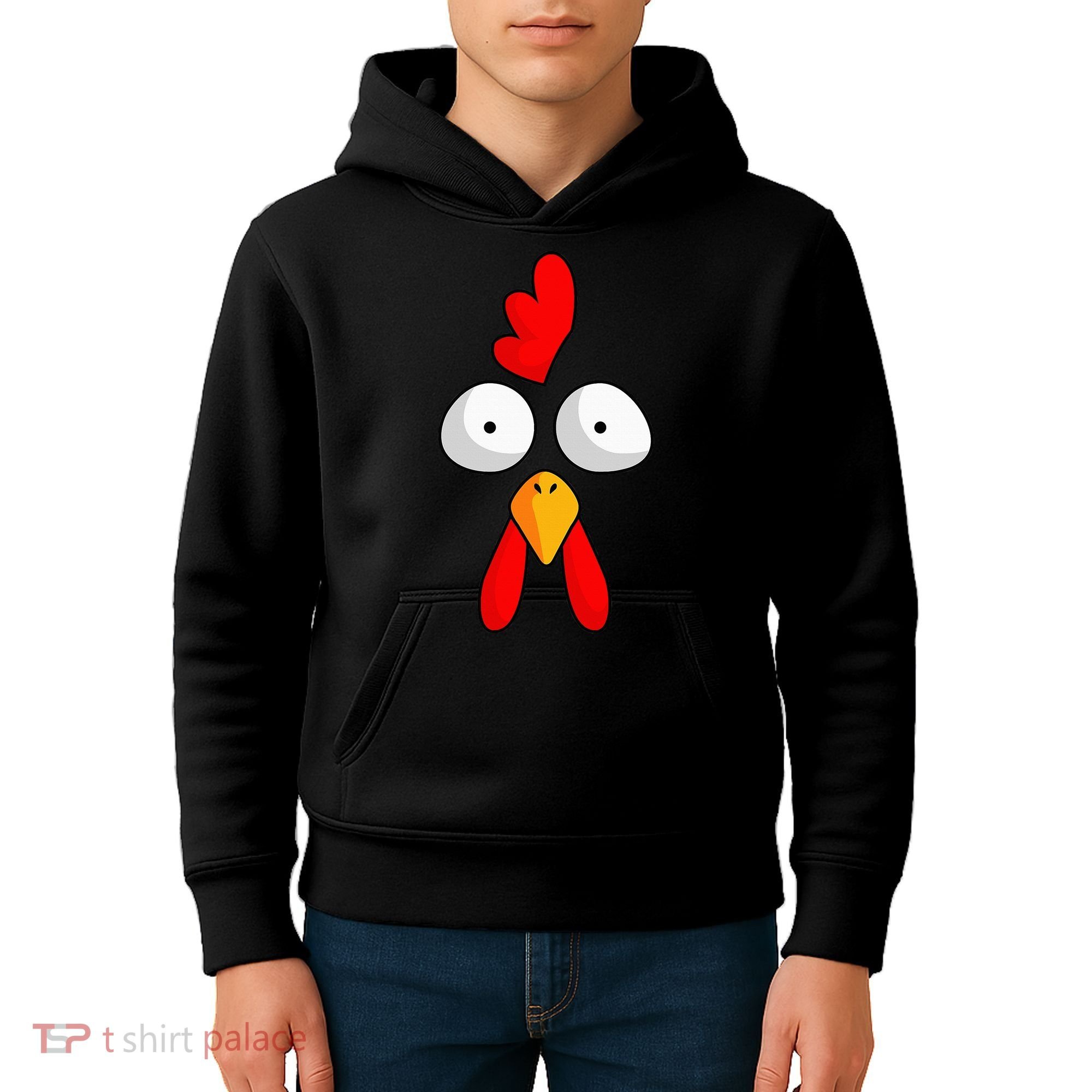 Chicken Face Rooster Halloween Costume Farm Poultry Kids Hoodie
