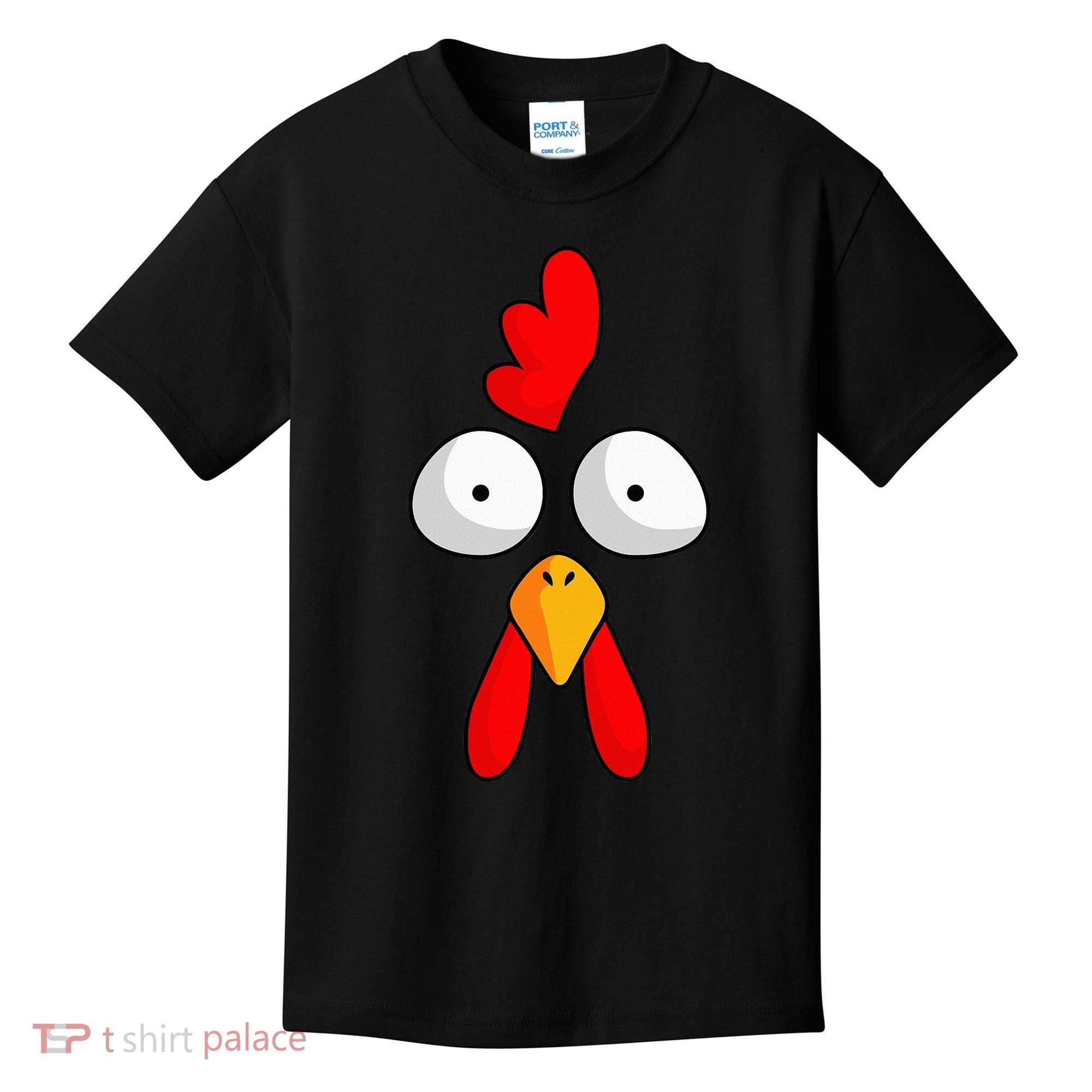 Chicken Face Rooster Halloween Costume Farm Poultry Kids T-Shirt