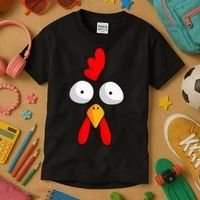 Chicken Face Rooster Halloween Costume Farm Poultry Kids T-Shirt thumb 3