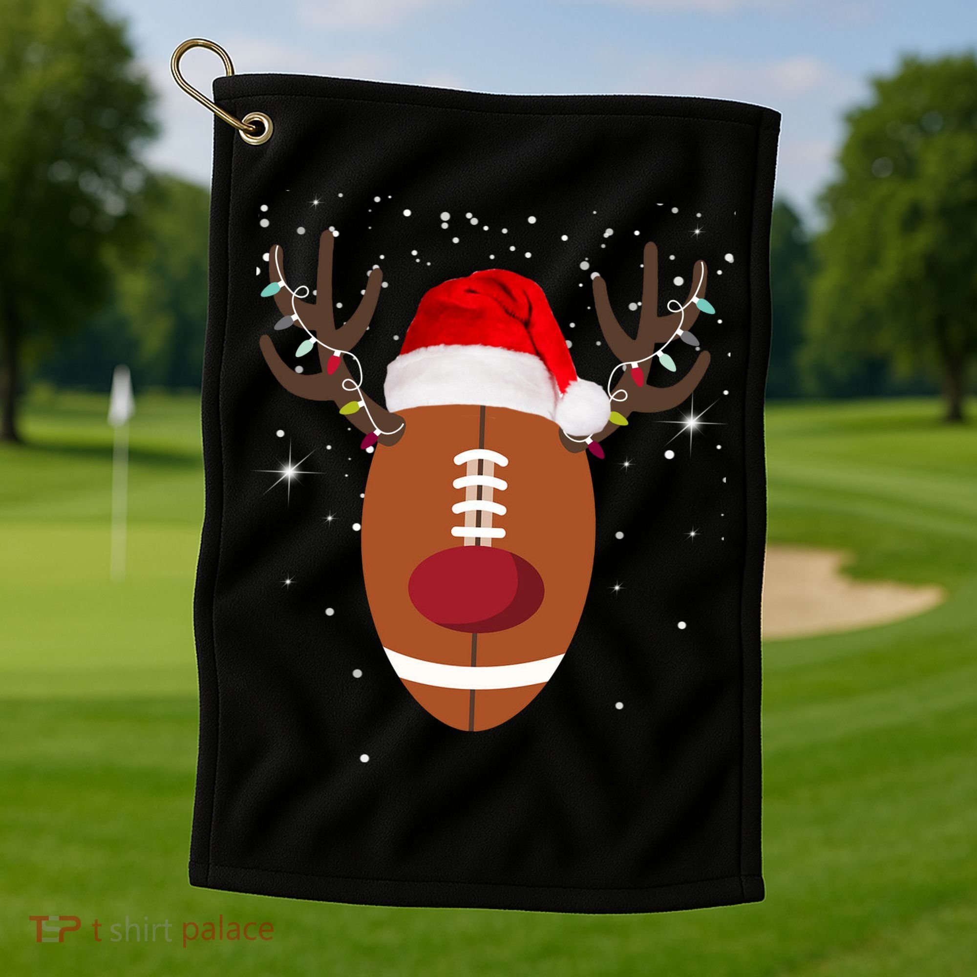Christmas Football Reindeer Golf Towel