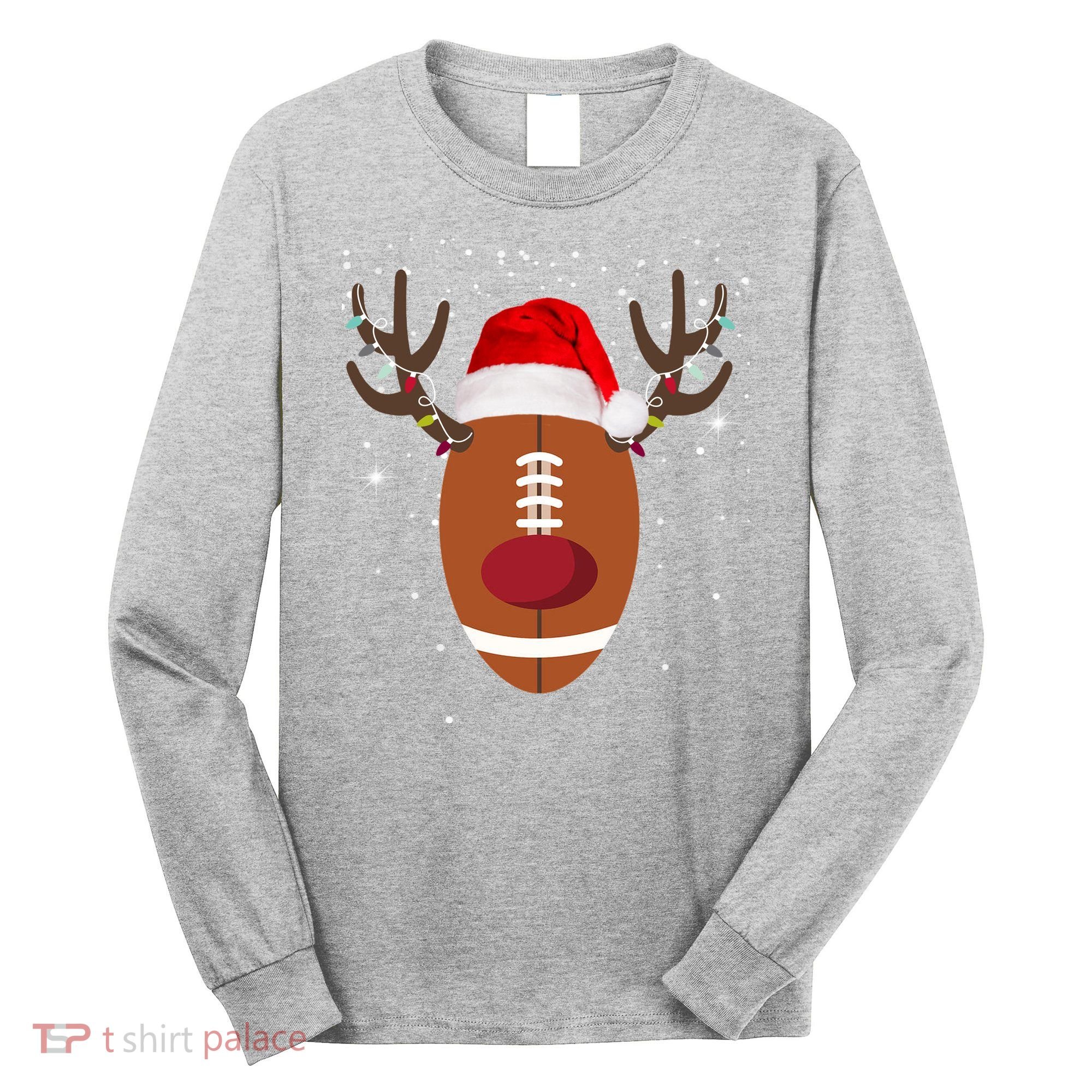 Christmas Football Reindeer Long Sleeve Shirt