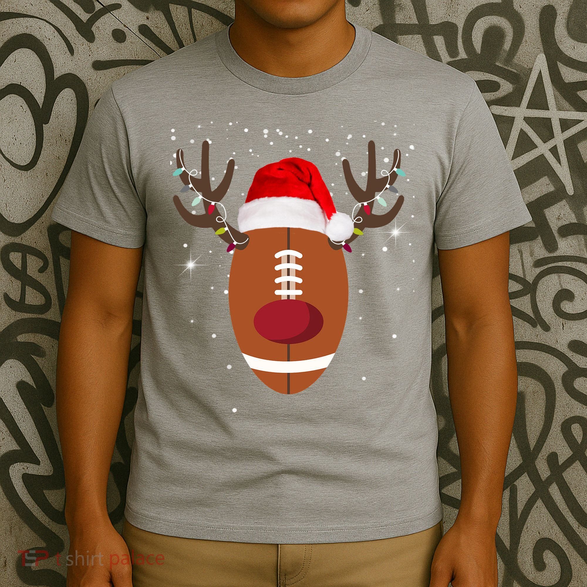 Christmas Football Reindeer T-Shirt