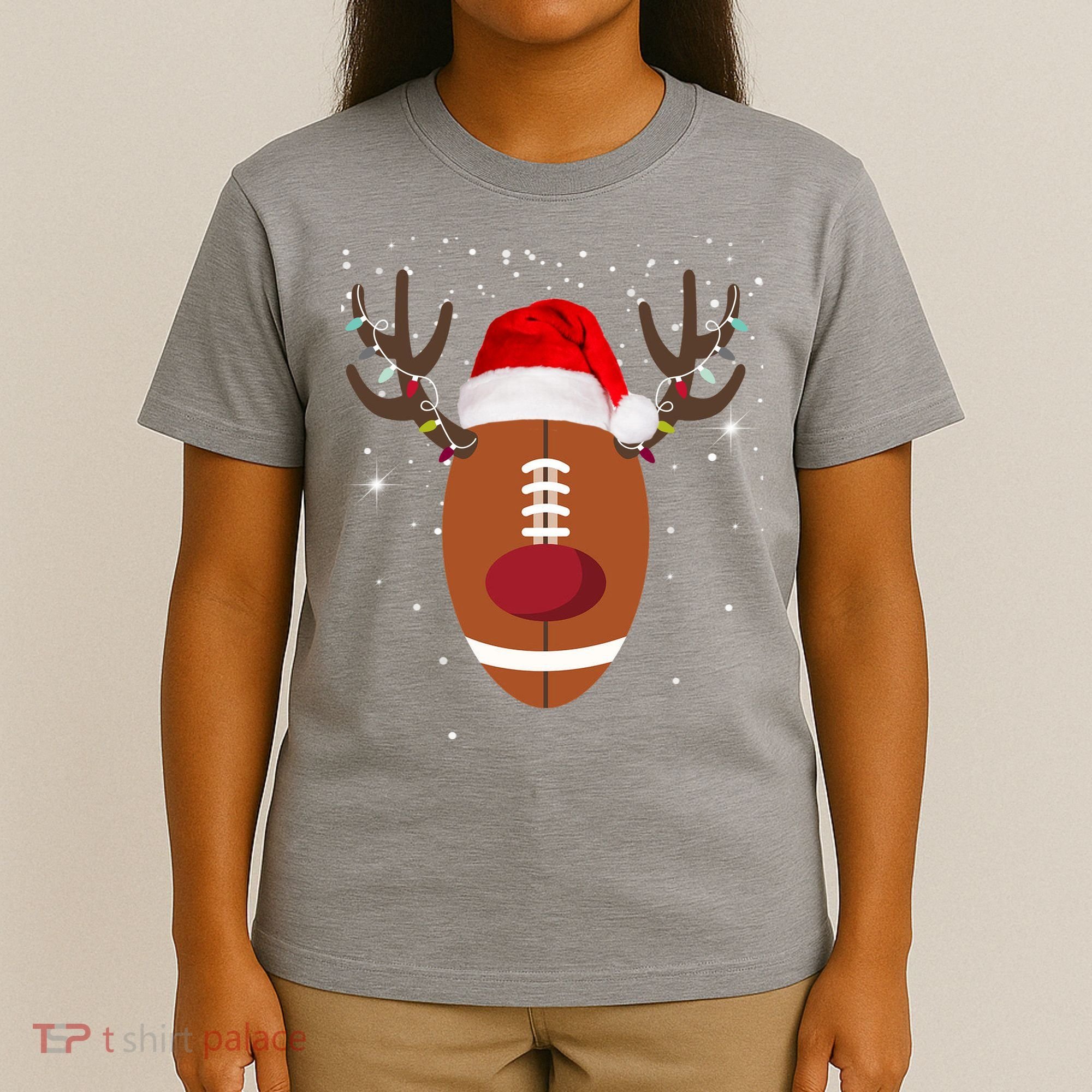 Christmas Football Reindeer T-Shirt
