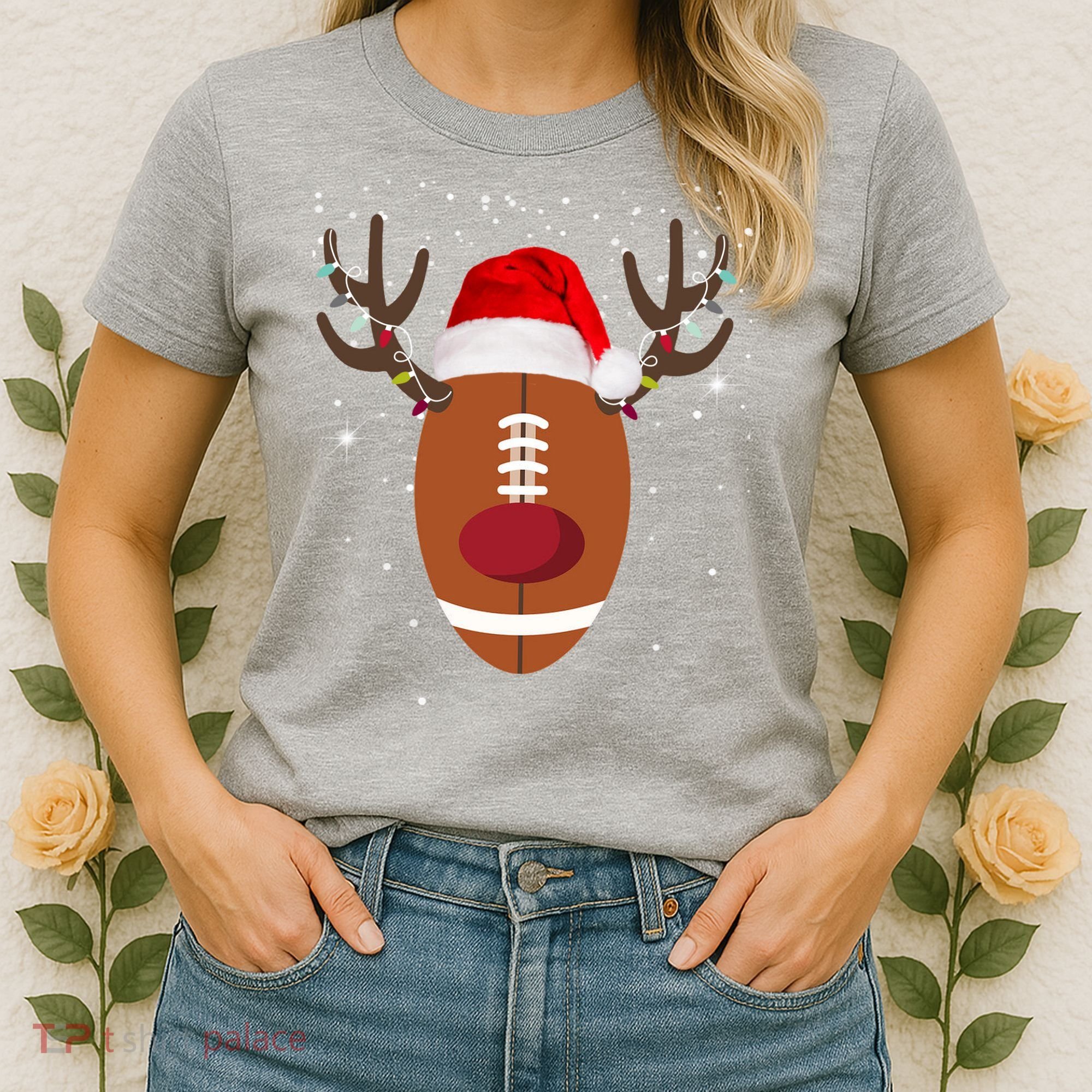 Christmas Football Reindeer Women's T-Shirt