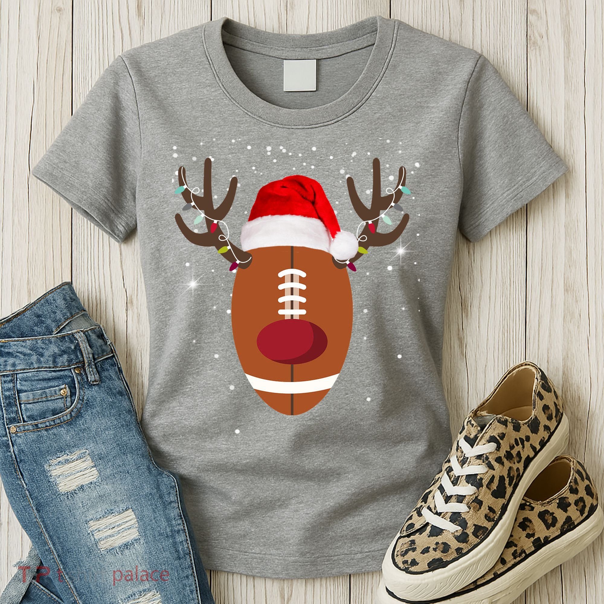 Christmas Football Reindeer Women's T-Shirt