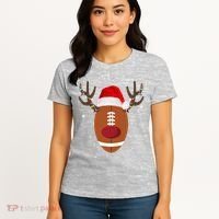 Christmas Football Reindeer Women's T-Shirt thumb 4