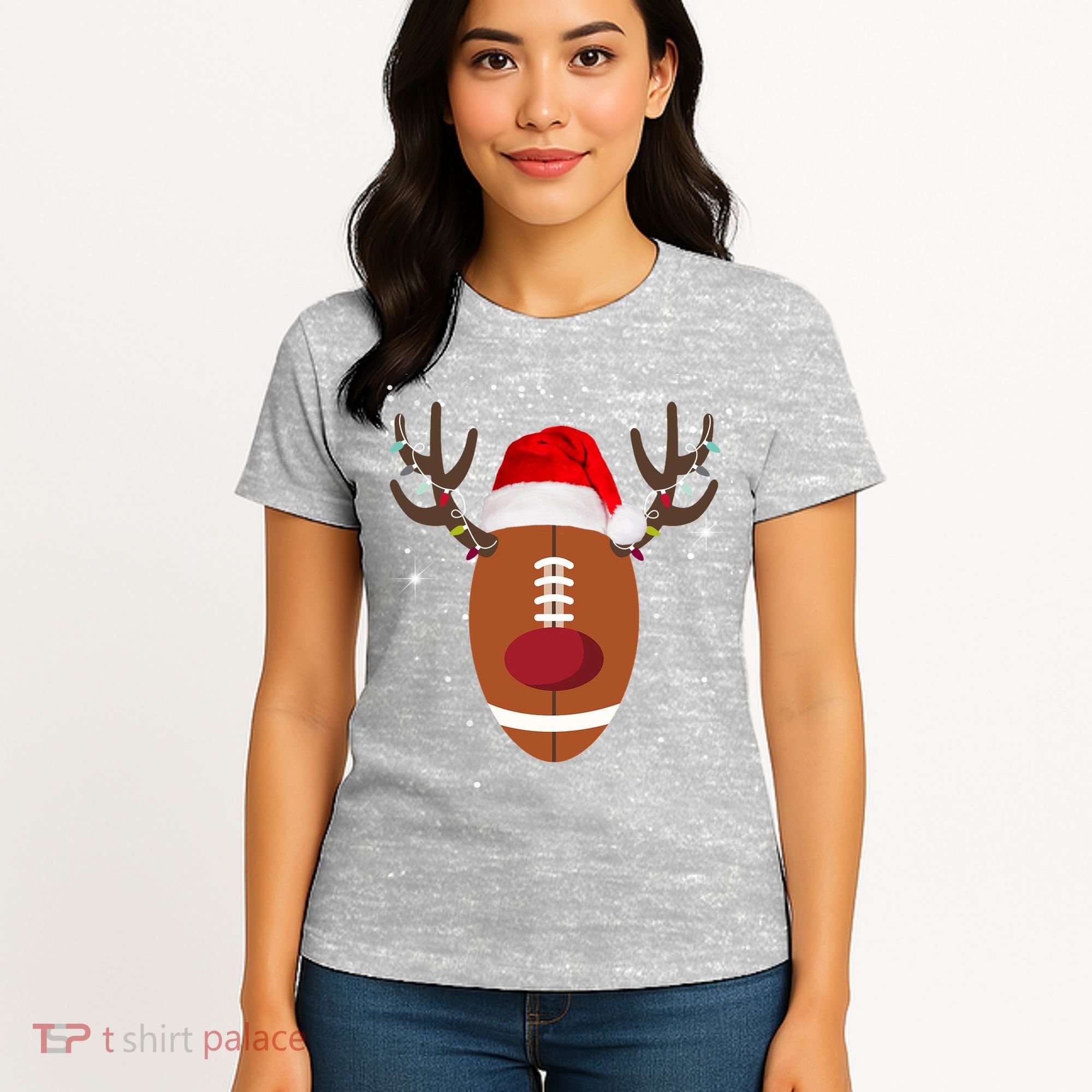 Christmas Football Reindeer Women's T-Shirt