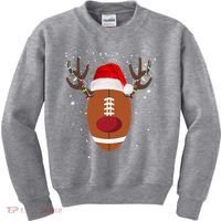 Christmas Football Reindeer Kids Sweatshirt thumb 0