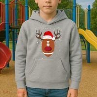 Christmas Football Reindeer Kids Hoodie thumb 2
