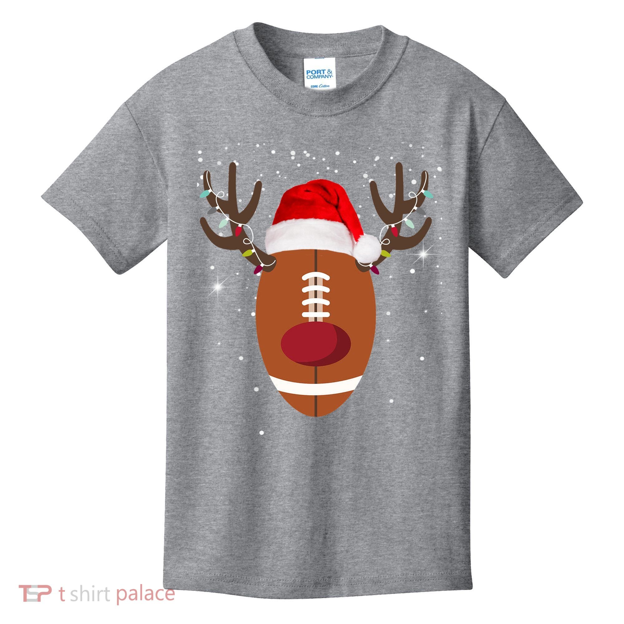 Christmas Football Reindeer Kids T-Shirt