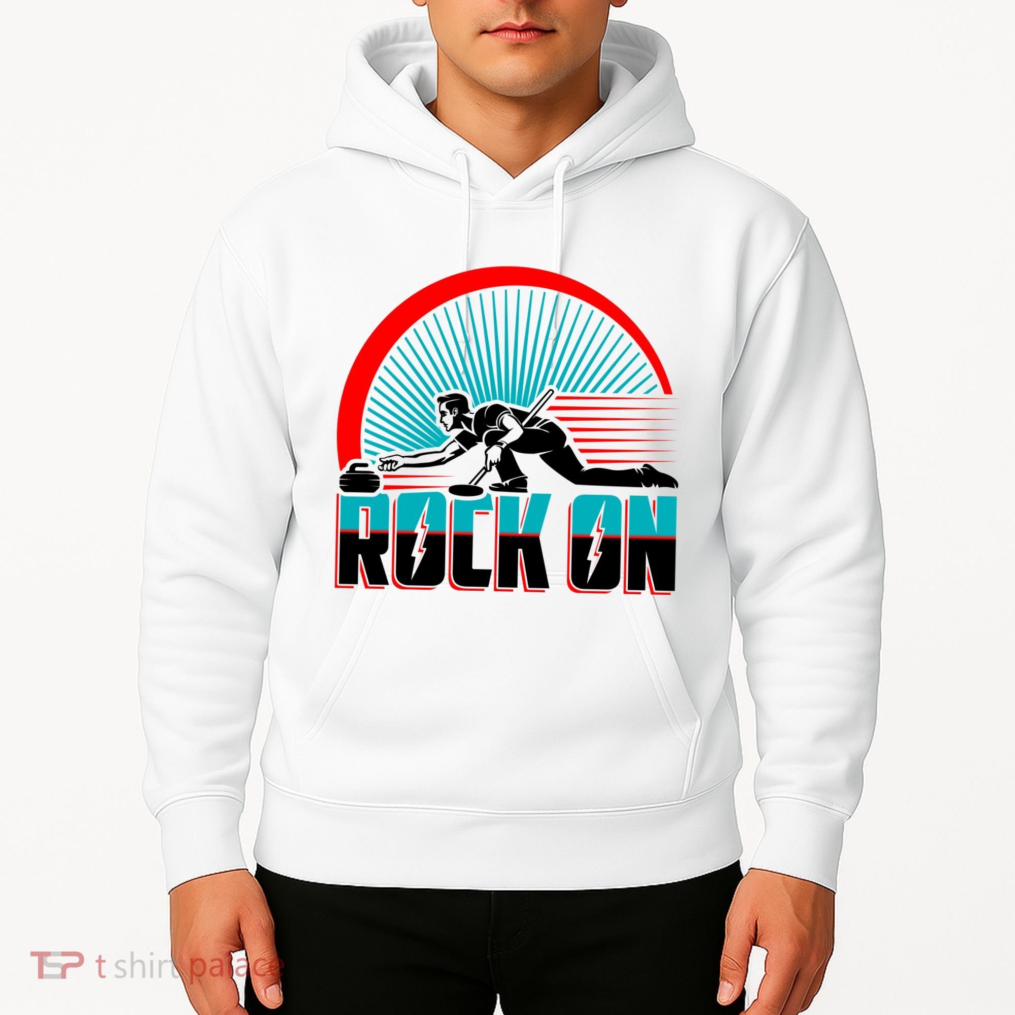 Cool Funny Rock On USA Curling Team Sports Fan Hoodie