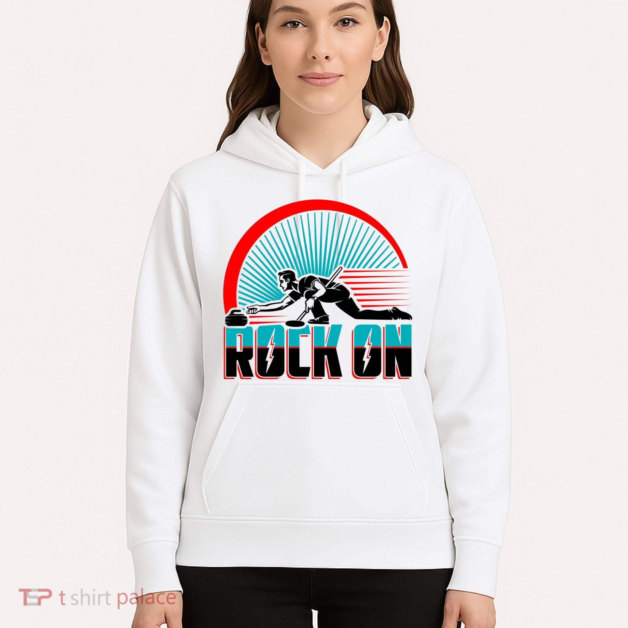Cool Funny Rock On USA Curling Team Sports Fan Hoodie