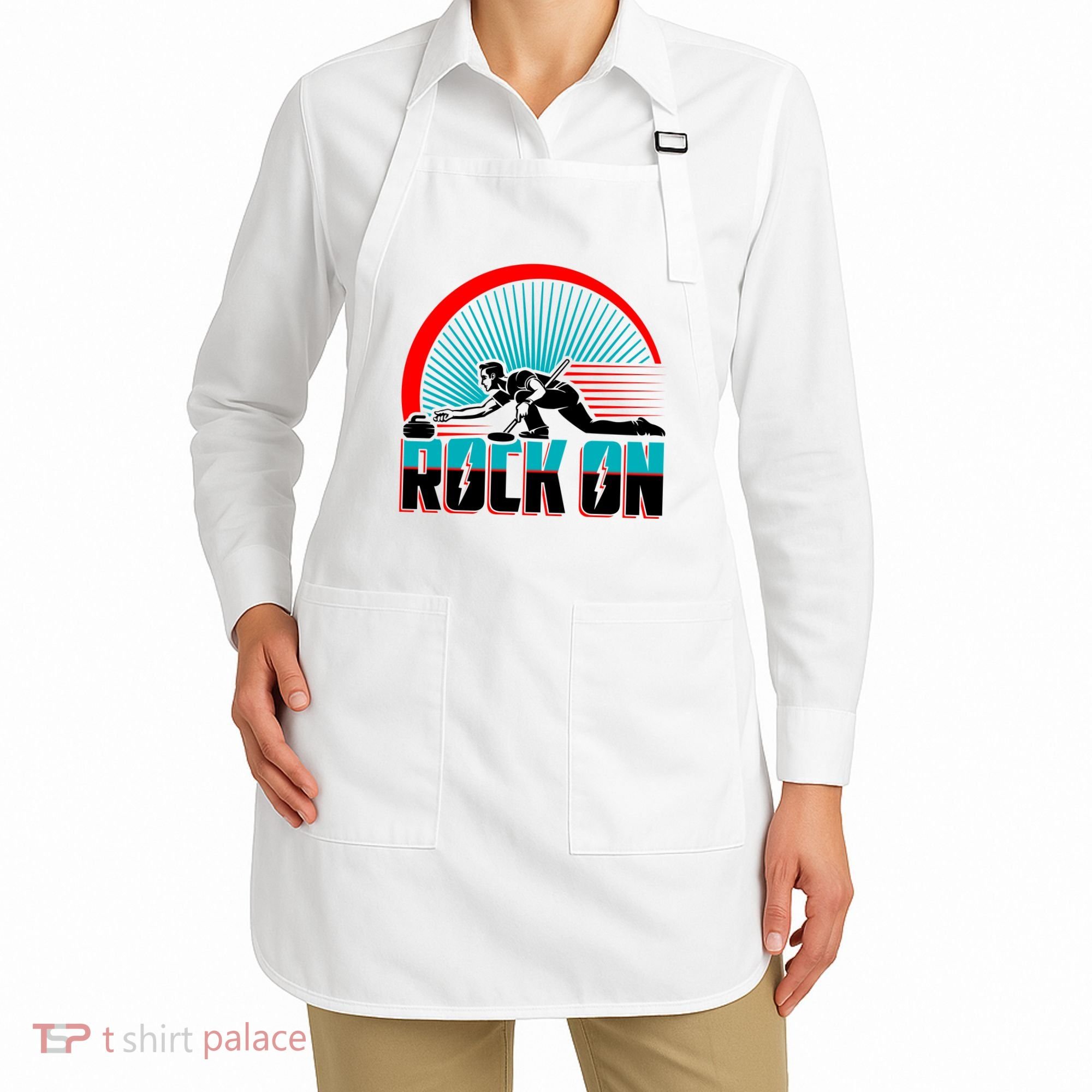 Cool Funny Rock On USA Curling Team Sports Fan Apron