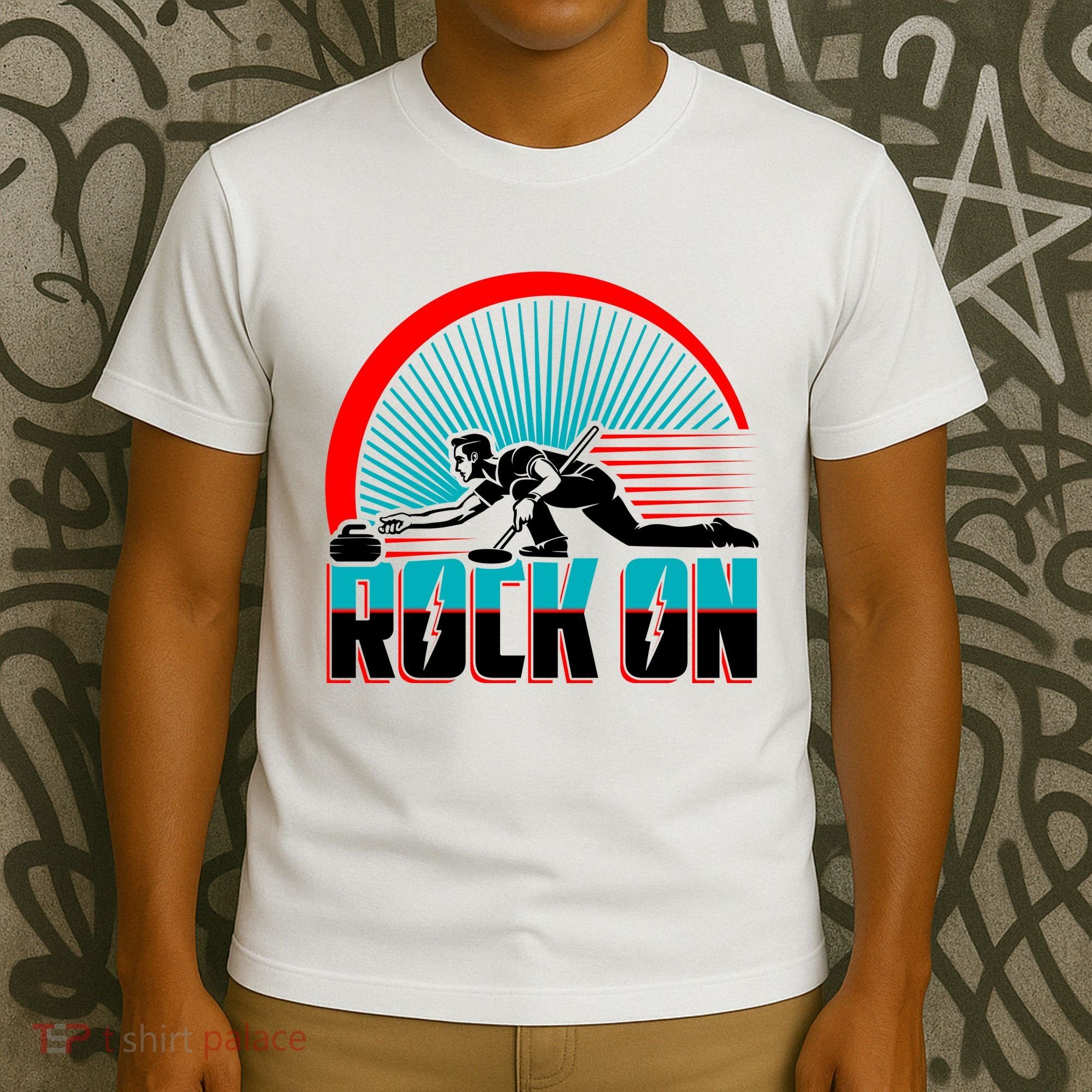 Cool Funny Rock On USA Curling Team Sports Fan T-Shirt