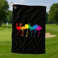 Cute Flamingo Rainbow Flamingo Golf Towel thumb 1