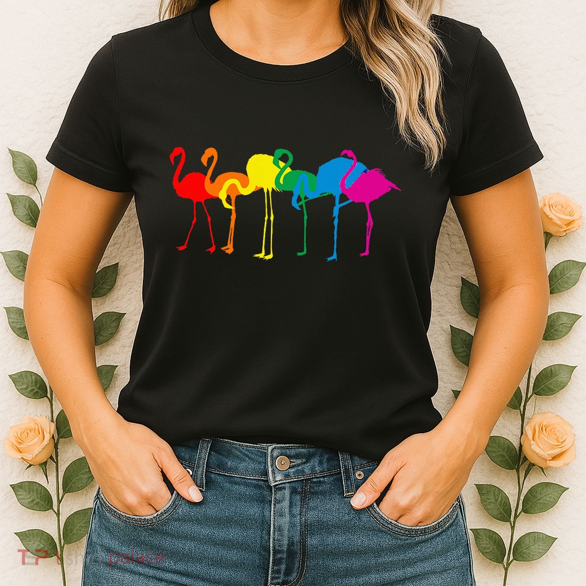 Cute Flamingo Rainbow Flamingo Women's T-Shirt
