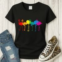 Cute Flamingo Rainbow Flamingo Women's T-Shirt thumb 3