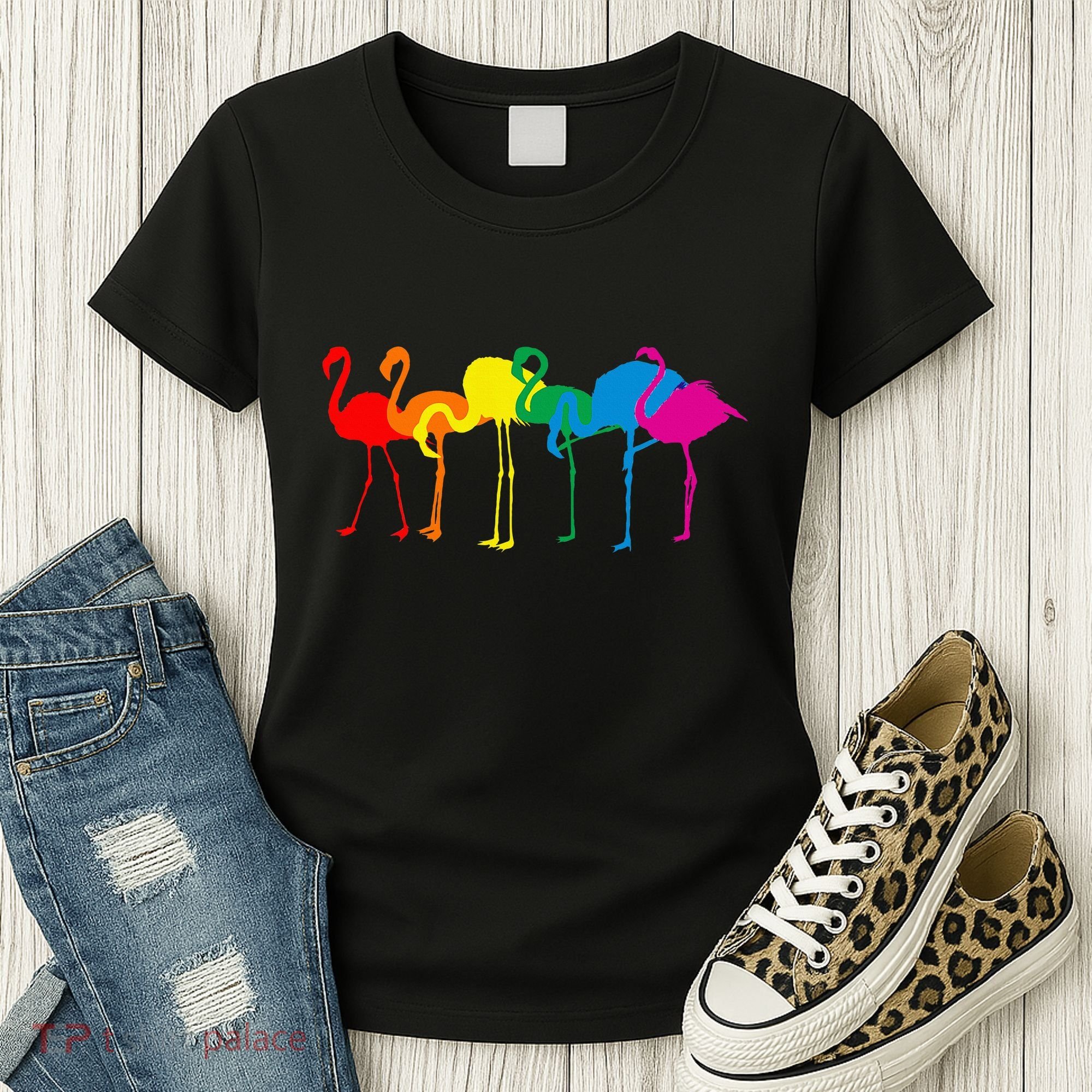 Cute Flamingo Rainbow Flamingo Women's T-Shirt