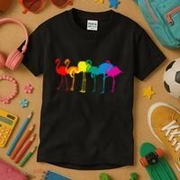 Cute Flamingo Rainbow Flamingo Kids T-Shirt thumb 3