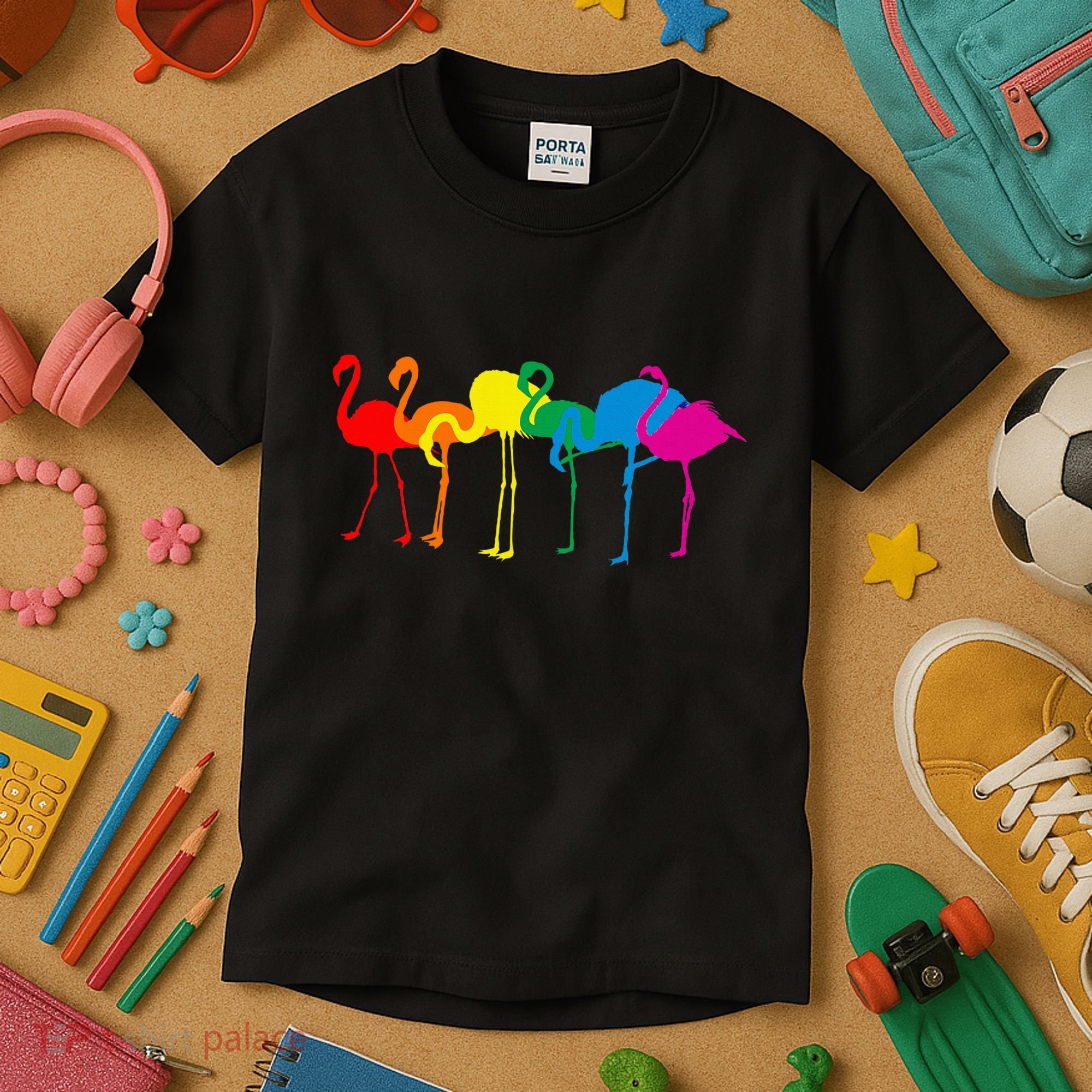 Cute Flamingo Rainbow Flamingo Kids T-Shirt