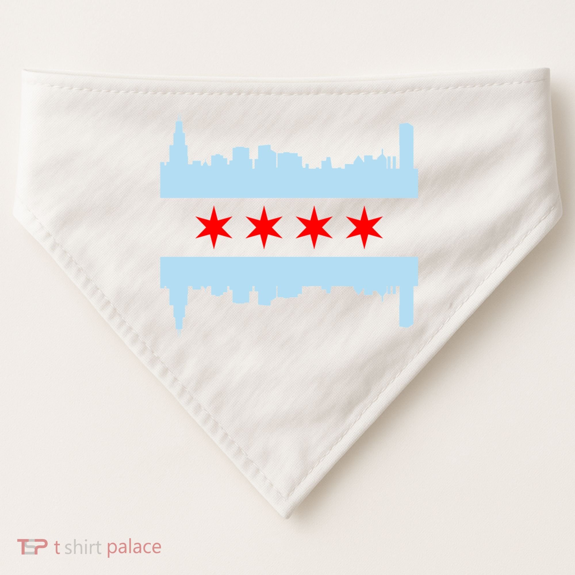 Chicago Flag Skyline USA-Made Doggie Bandana