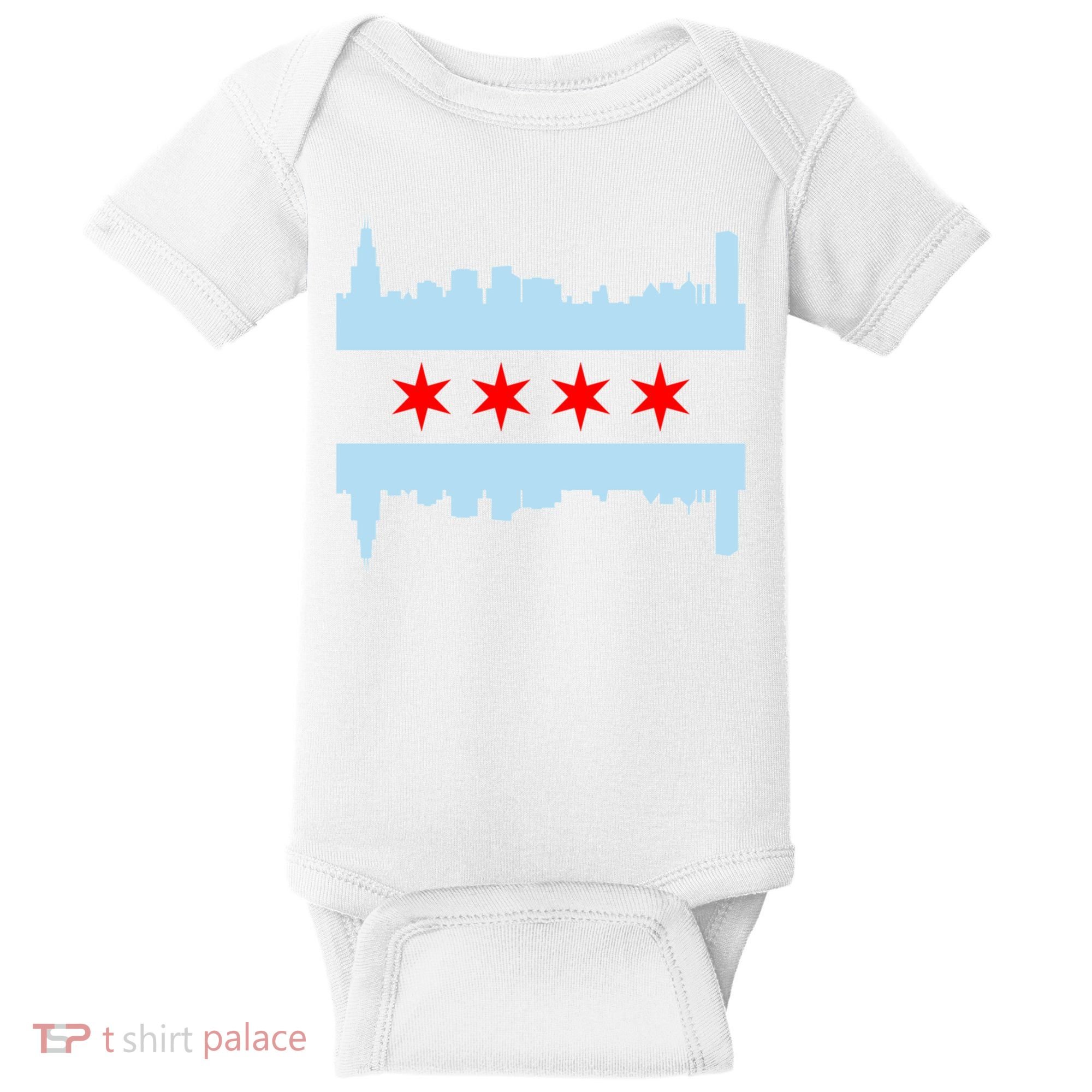 Chicago Flag Skyline Baby Bodysuit