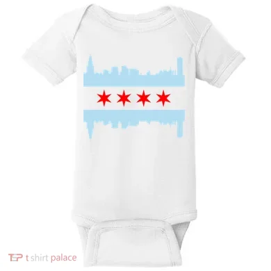 Chicago Flag Skyline Baby Bodysuit