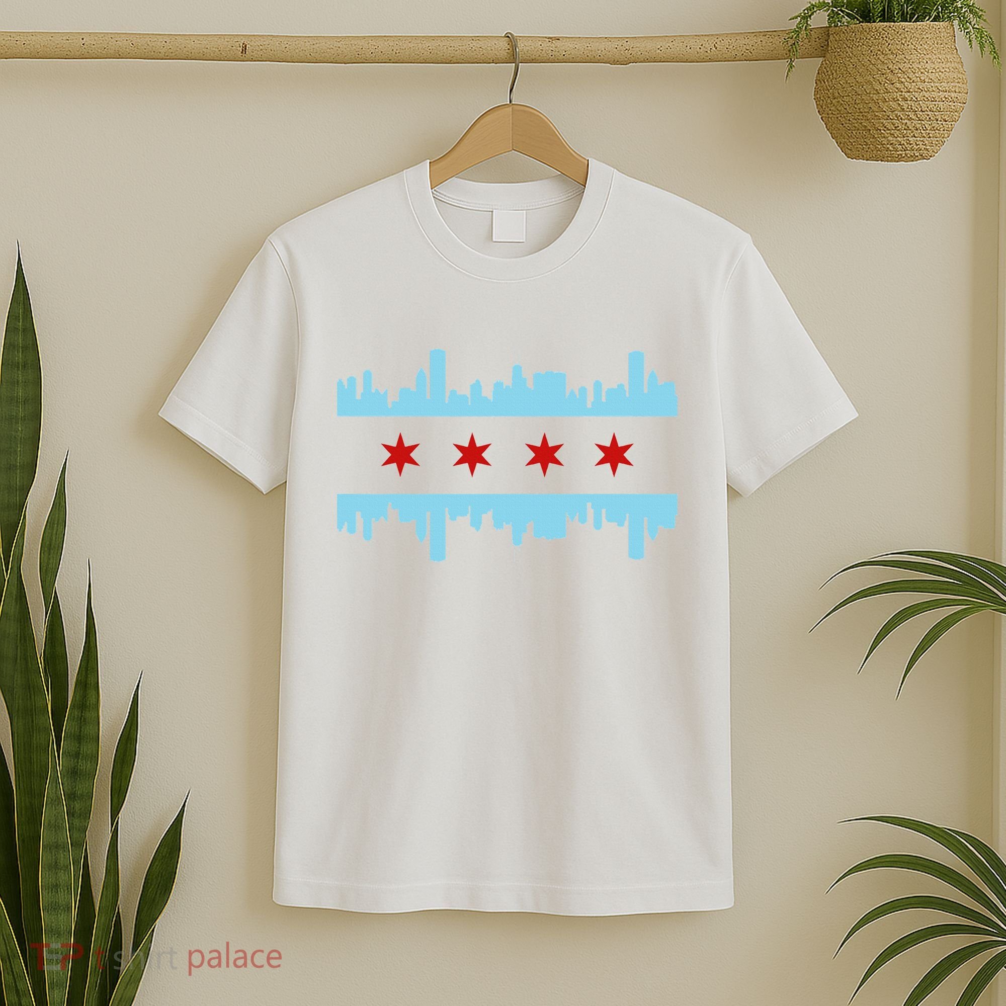 Chicago Flag Skyline Pride Illinois Vintage T-Shirt