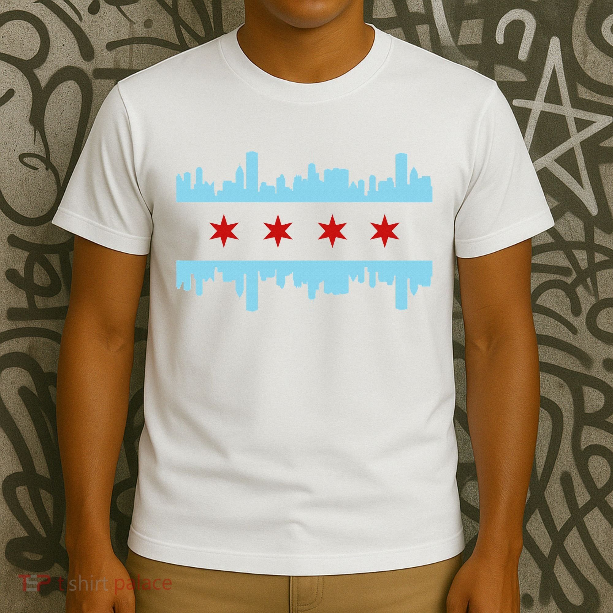 Chicago Flag Skyline Pride Illinois Vintage T-Shirt