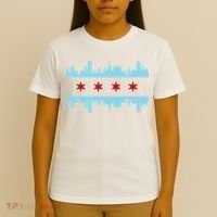 Chicago Flag Skyline Pride Illinois Vintage T-Shirt thumb 4