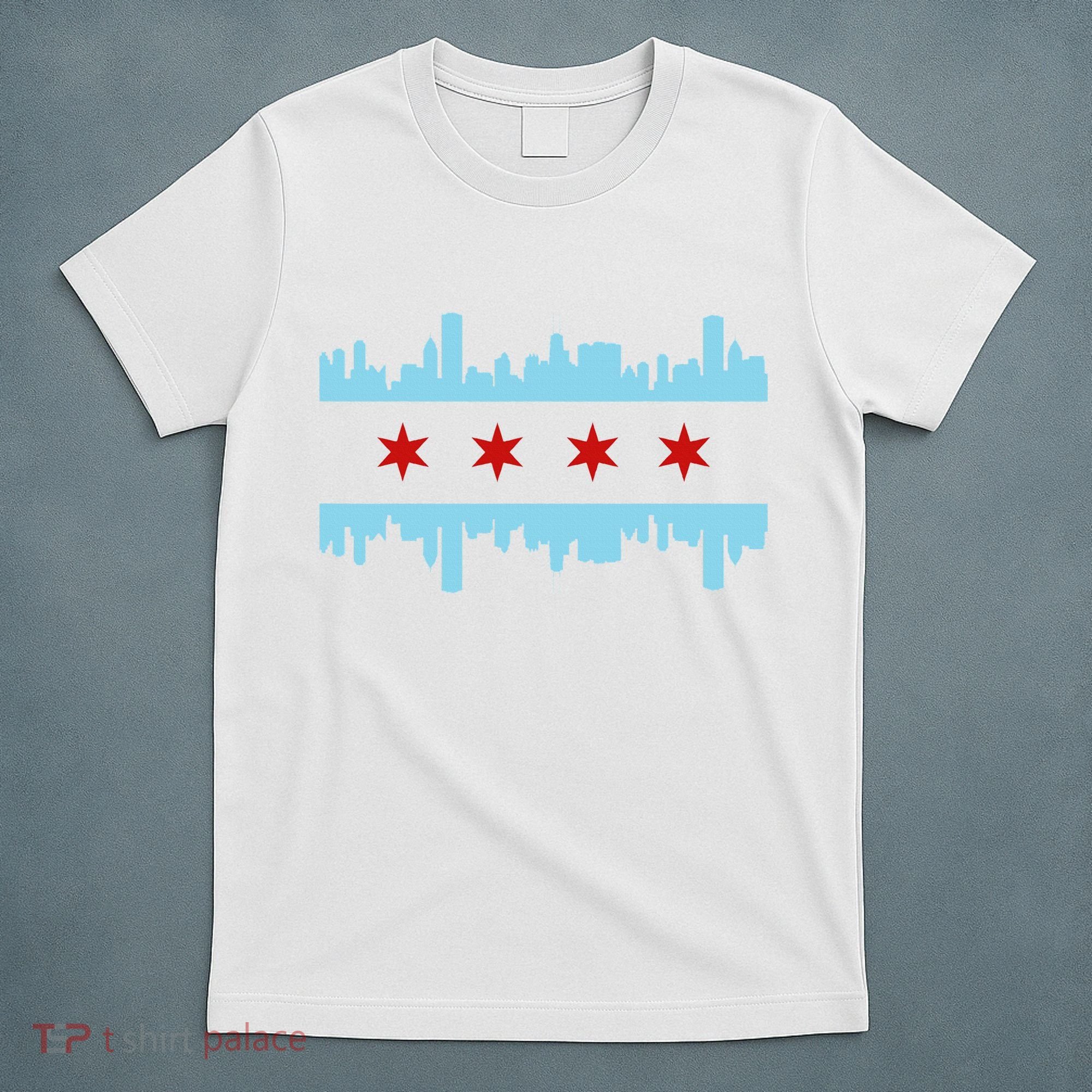 Chicago Flag Skyline Pride Illinois Vintage T-Shirt