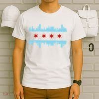 Chicago Flag Skyline Pride Illinois Vintage T-Shirt thumb 6