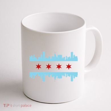 Chicago Flag Skyline Pride Illinois Vintage Coffee Mug back