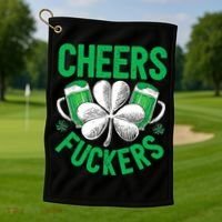 Cheers Fuckers St Patricks Day Beer Drinking Mugs Golf Towel thumb 1
