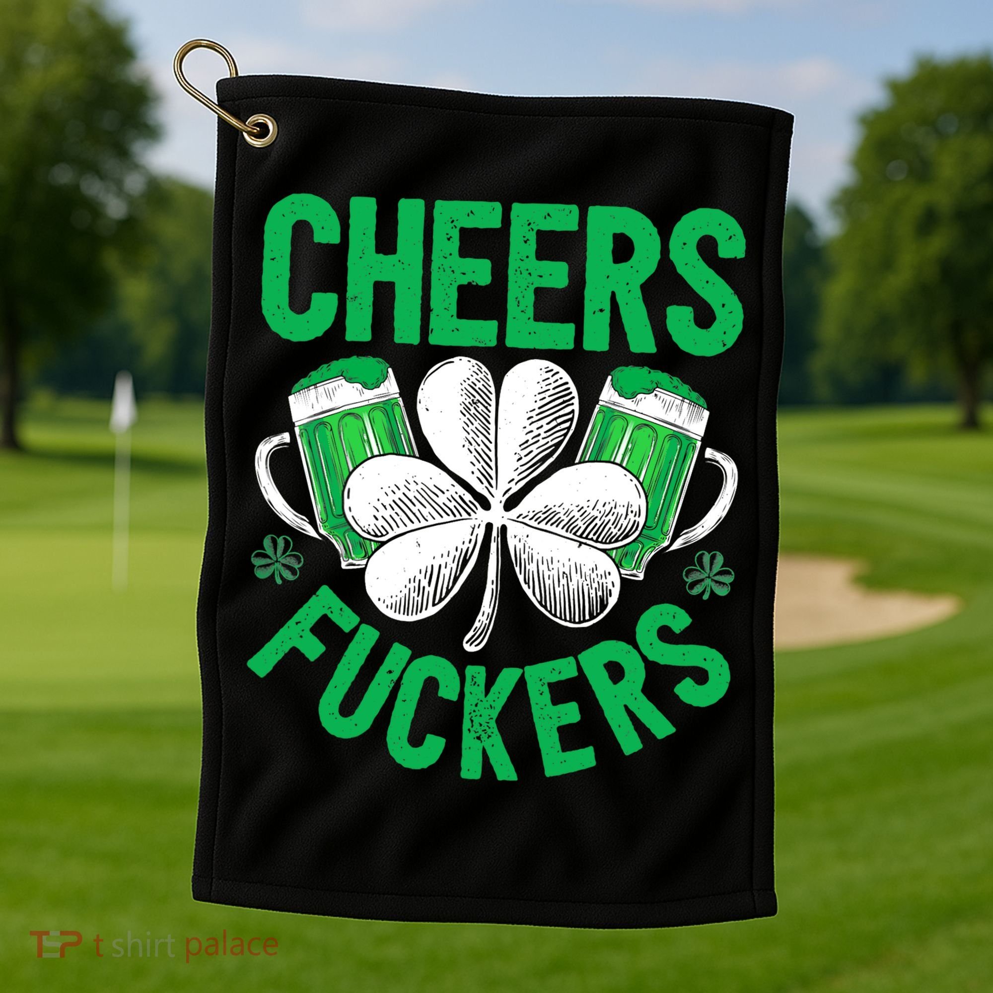 Cheers Fuckers St Patricks Day Beer Drinking Mugs Golf Towel