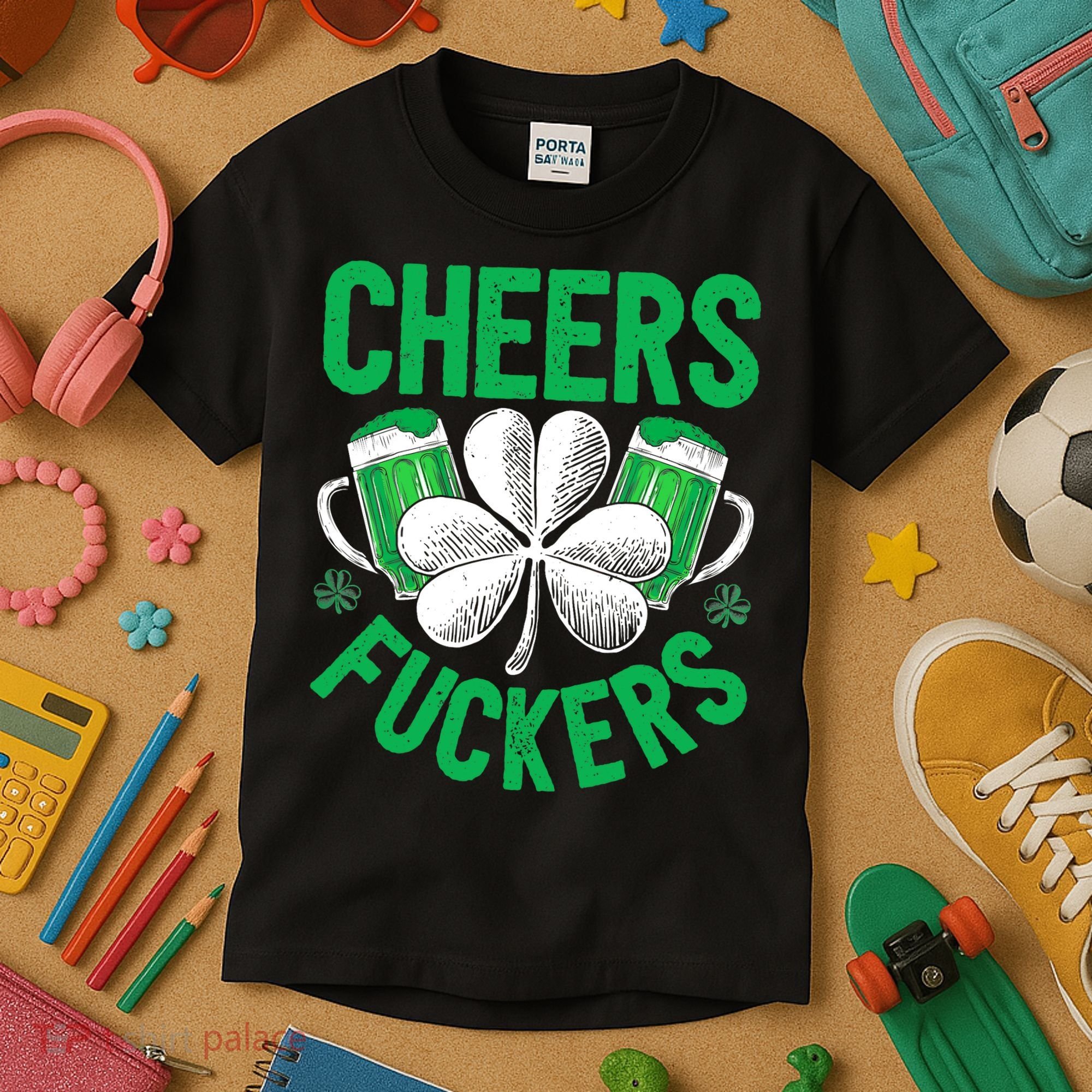Cheers Fuckers St Patricks Day Beer Drinking Mugs Kids T-Shirt