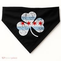 Chicago Flag Shamrock Irish St Patricks Day Family Funny Gift USA-Made Doggie Bandana thumb 0