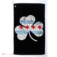 Chicago Flag Shamrock Irish St Patricks Day Family Funny Gift Golf Towel thumb 0