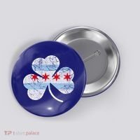 Chicago Flag Shamrock Irish St Patricks Day Family Funny Gift Button thumb 0