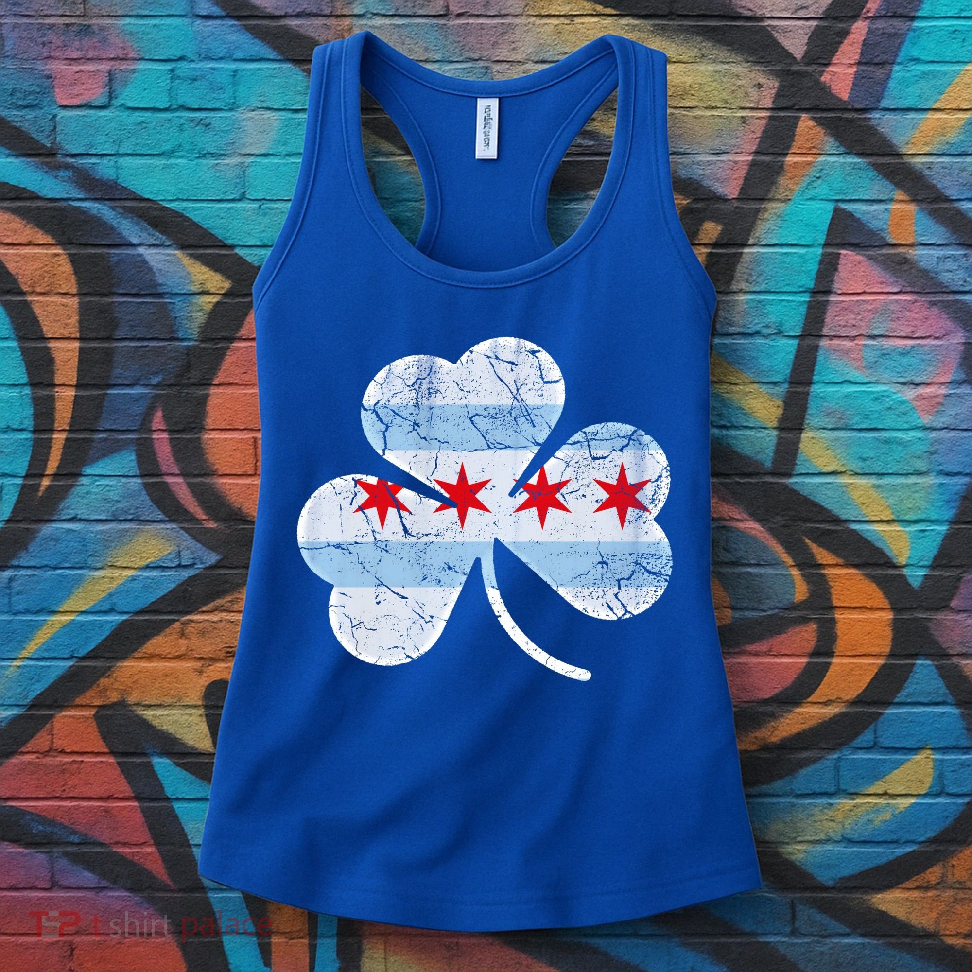 Chicago Flag Shamrock Irish St Patricks Day Family Funny Gift Women's Tank Top