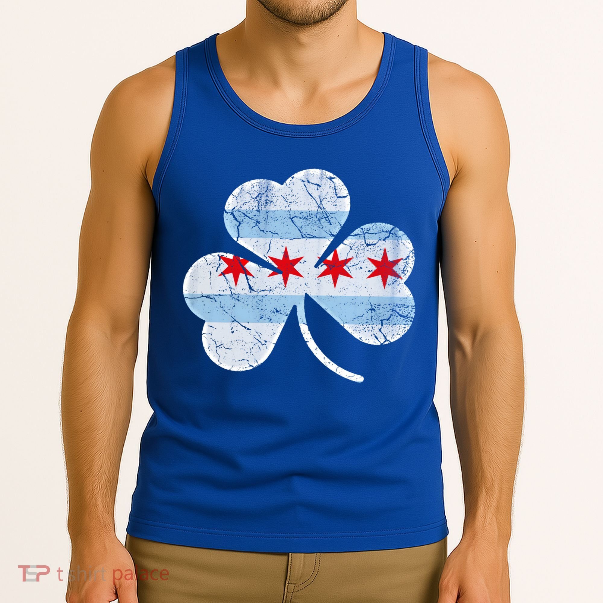 Chicago Flag Shamrock Irish St Patricks Day Family Funny Gift Tank Top